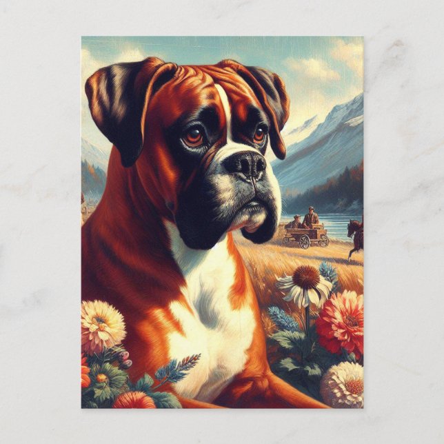 Vintages Boxer-Hundbild Postkarte (Vorderseite)