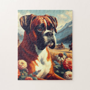 Vintages Boxer-Hundbild Puzzle