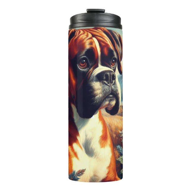 Vintages Boxer-Hundbild Thermosbecher (Vorderseite)