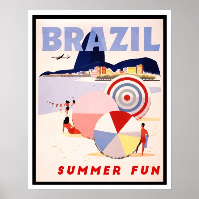 Vintages Brasilien Sommervergnügen Poster (Vorne)
