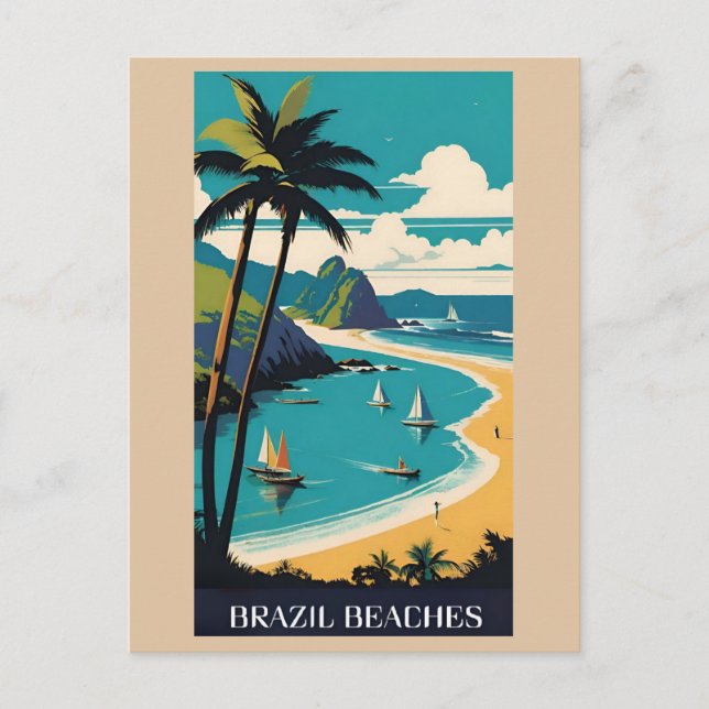 Vintages Brasilien Tropical Beach Travel Postkarte (Vorderseite)