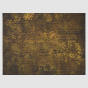 Vintages Brass Gold Grunge Damaskaskript Seidenpapier