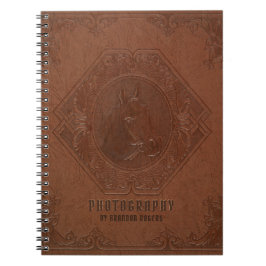 Vintages braunes Leder mit Prägung des Pferdes Notizblock