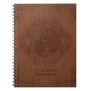 Vintages braunes Leder mit Prägung des Pferdes Notizblock