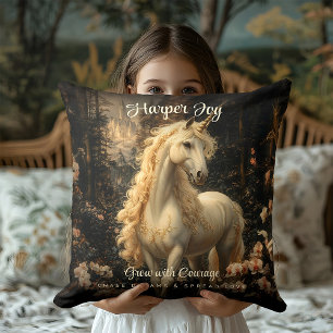 Vintages Braunes und rosa Einhorn Kissen