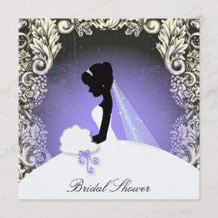 Vintages Brautparty der Blumenbräune Silhouette Einladung