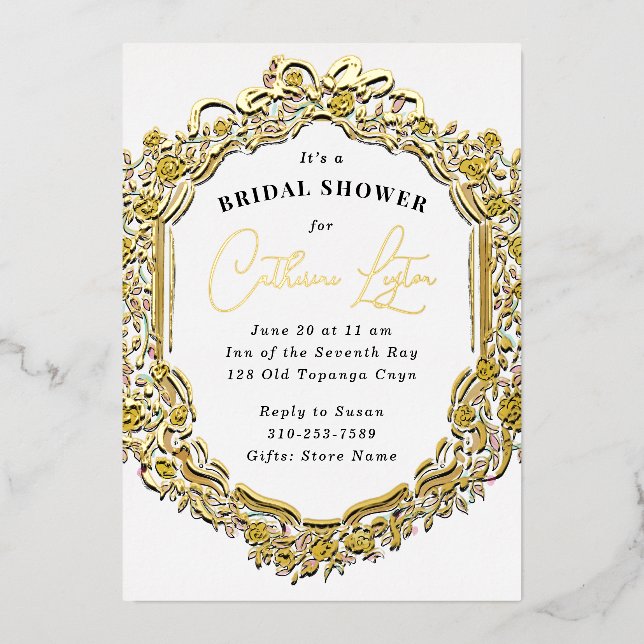 Vintages Brautparty Folieneinladung (Vorderseite)