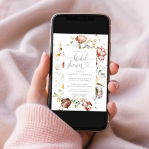 Vintages Brautparty für Wasserfarben-Blumenschrift Einladung