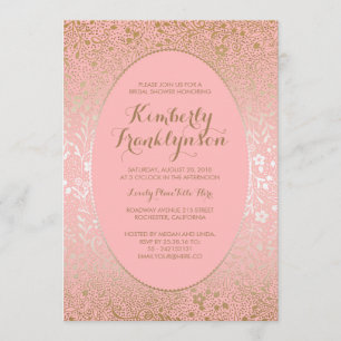 Vintages Brautparty in Rosa und Gold Einladung