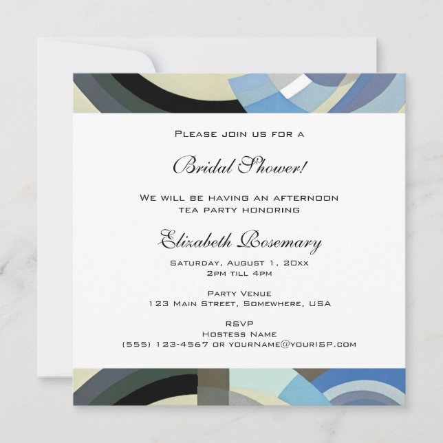 Vintages Brautparty, Retro Art Deco Jazz Einladung (Vorderseite)