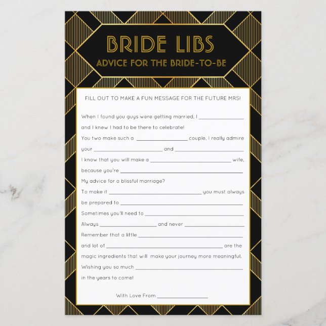 Vintages Brautparty-Spiel mit Schwarz-Weiß-Technik (Vorderseite)