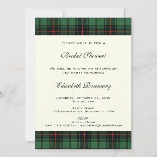 Vintages Brautparty, Tartan Davidson Pattern Einladung