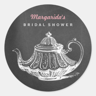 Vintages Brautparty Tee Party Chalkboard Teapot Runder Aufkleber