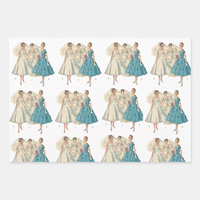 Vintages Bridal Wrapping Paper Geschenkpapier Set (Vorderseite)