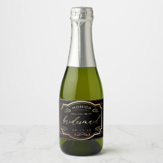 Vintages Bridesmaid Champagner-Label Schwarz und G
