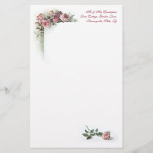 Vintages Briefpapier der rosa Rosen