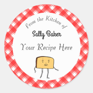 Vintages Brot Rot Kariertes Backen Runder Aufkleber