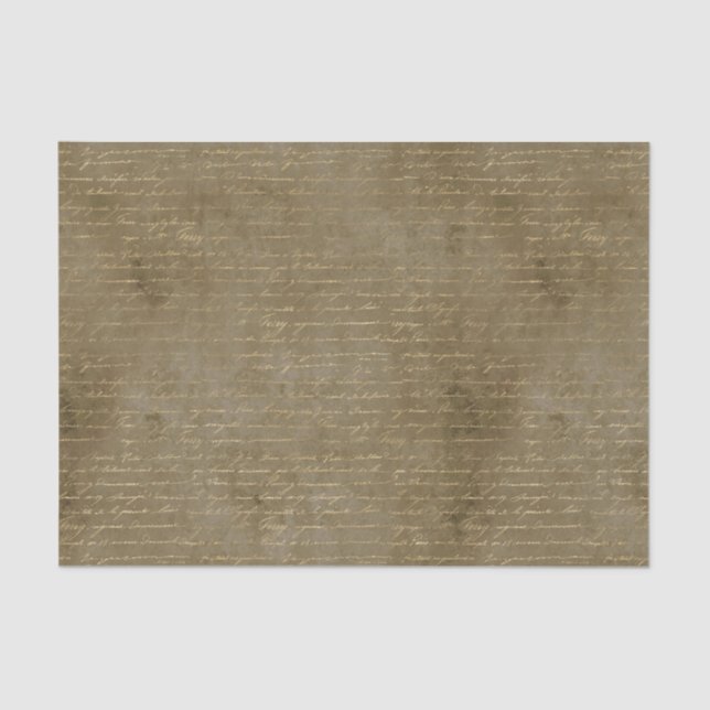 Vintages Brown and Gold Script Seidenpapier (Vorderseite)