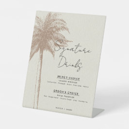 Vintages Brown Palm Tree Beach Signature Drinks Ba Sockelschild