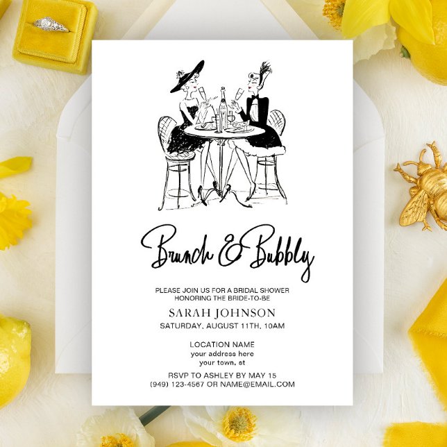 Vintages Brunch & Bubbly Champagner-Brautparty Einladung (Von Creator hochgeladen)