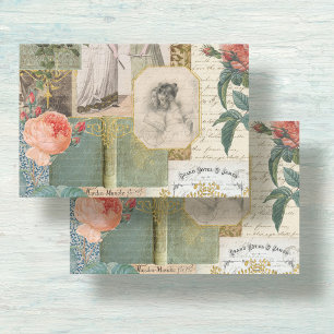 Vintages Buch Ephemera Decoupage Rose Blumengezwit Seidenpapier