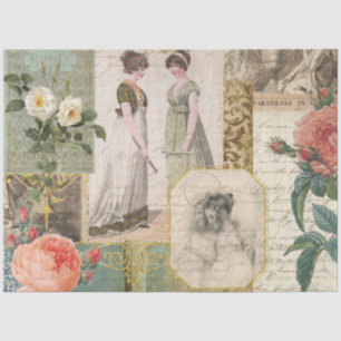 Vintages Buch Ephemera Decoupage Rose Floral Emma Seidenpapier