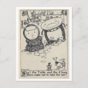 Vintages Buch Illustration Tafelstuhl Postkarte