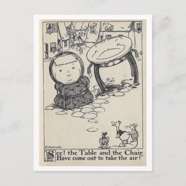 Vintages Buch Illustration Tafelstuhl Postkarte (Vorderseite)