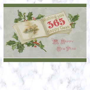Vintages Buch mit Neujahrsgruß für 365 Tage Postkarte