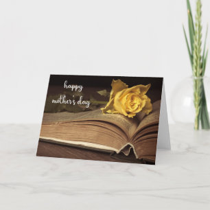 Vintages Buch und Rose Muttertag Karte