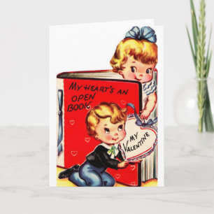 Vintages Buch Valentinstag Grußkarte Karte