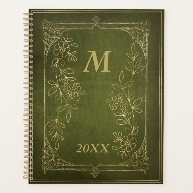 Vintages Buch Verziert Monogram Gold Planer (Vorderseite)