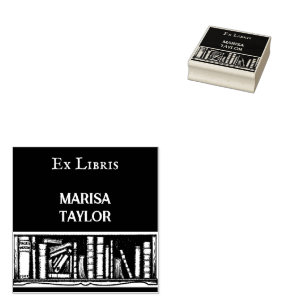 Vintages Buchregal ex libris Gummi Briefmarke Gummistempel