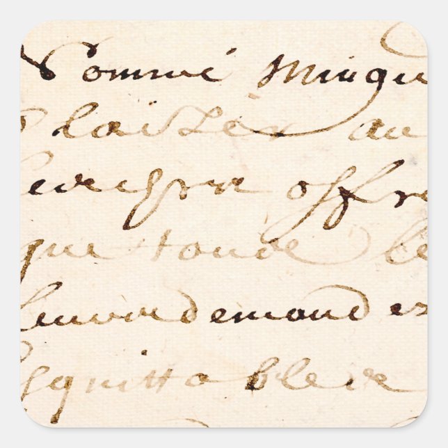 Vintages Buchstabe-Skript-Pergament TANs Quadratischer Aufkleber (Vorderseite)