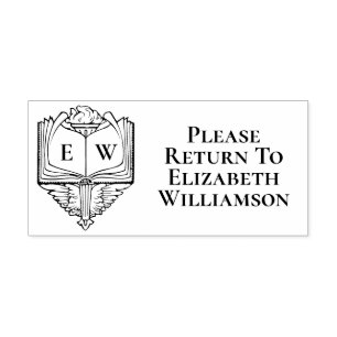 Vintages Buchzeichen Reading Library (Bibliothek) Permastempel