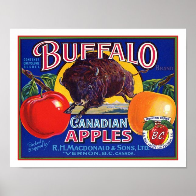 Vintages Buffalo kanadische Äpfel Poster (Vorne)