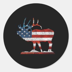 Vintages Bull Elk Shirt American Elch Jagd Geschen Runder Aufkleber