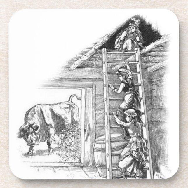 Vintages Bull im Stall Untersetzer (Vorderseite)