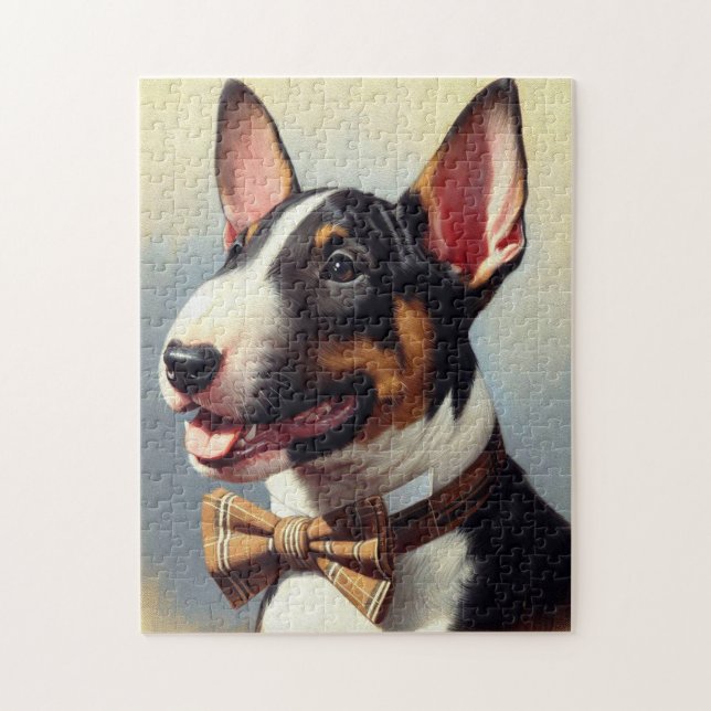 Vintages Bull Terrier Malportrait Puzzle (Vertikal)