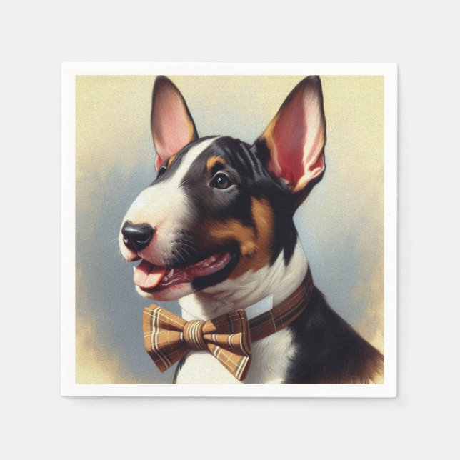 Vintages Bull Terrier Malportrait Serviette (Vorderseite)