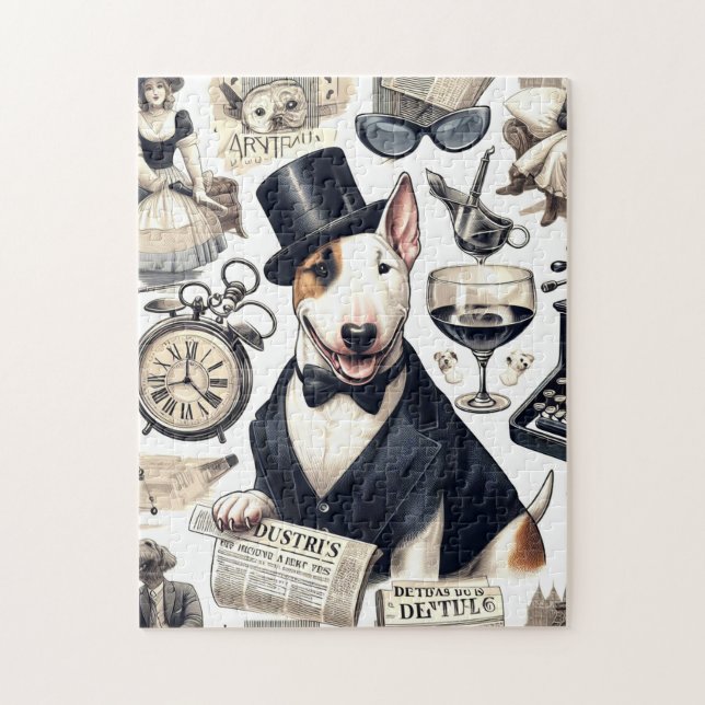 Vintages Bull Terrier Muster Puzzle (Vertikal)