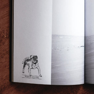 Vintages Bulldog Ex Libris Bibliothekbuch Gummistempel