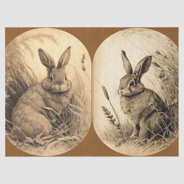Vintages Bunnies-Tissue Seidenpapier (Vorderseite)