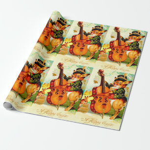 Vintages Bunny Playing mit Violin Ostergruß Geschenkpapier