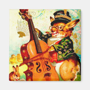 Vintages Bunny Playing mit Violin Ostergruß Magnet