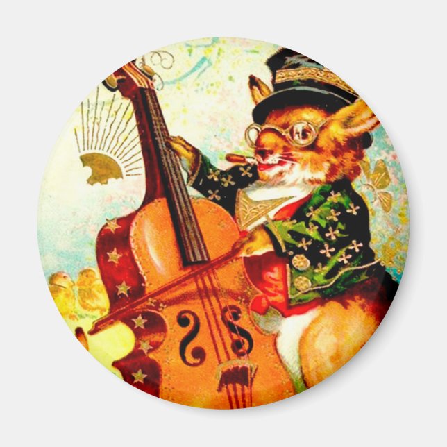 Vintages Bunny Playing mit Violin Ostergruß Magnet (Vorne)