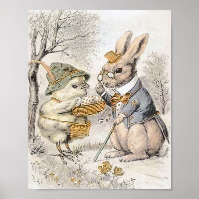 Vintages Bunny und Chick Poster (Vorne)