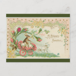 Vintages Bunny und Glocken, gepanzert von Lämmern Postkarte