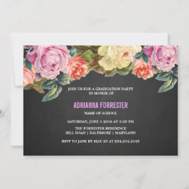 Vintages buntes Rosen-Tafel-Abschluss-Party Einladung