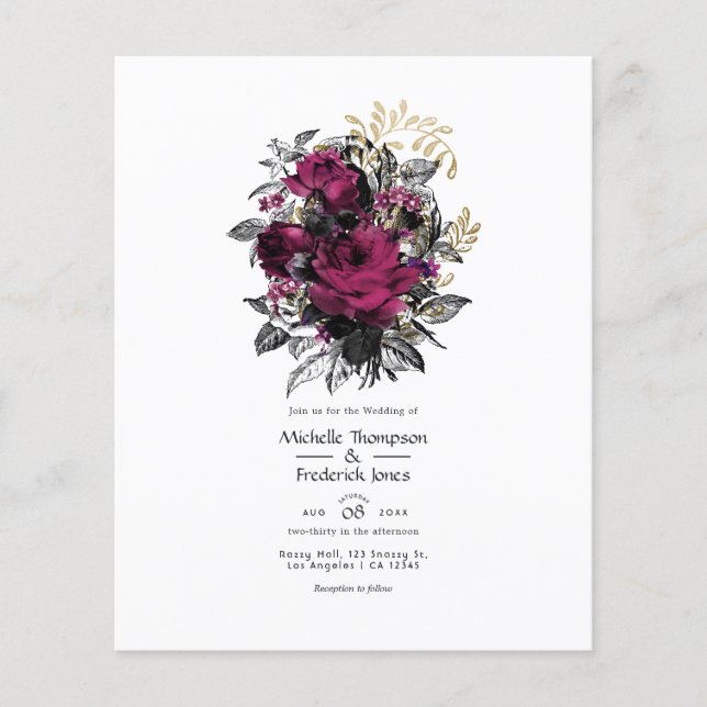 Vintages Burgund - Hochzeit von Marsala und Gold Flyer (Vorne)